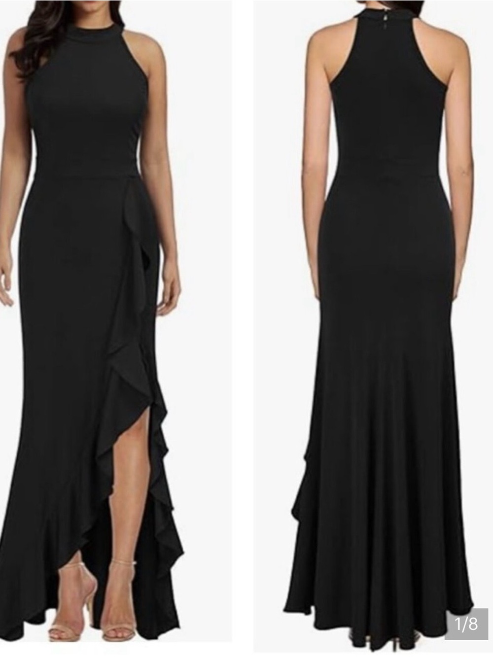 WOOSEA Women's Black Split Bodycon Mermaid Evening Long Dress Sz XL NWT